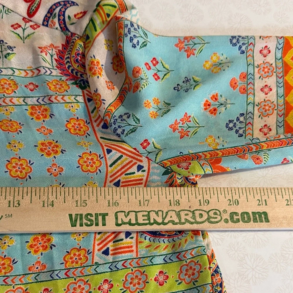 Rose & Olive Multicolor Paisley Button Down Retro Boho Shirt - Picture 11 of 12